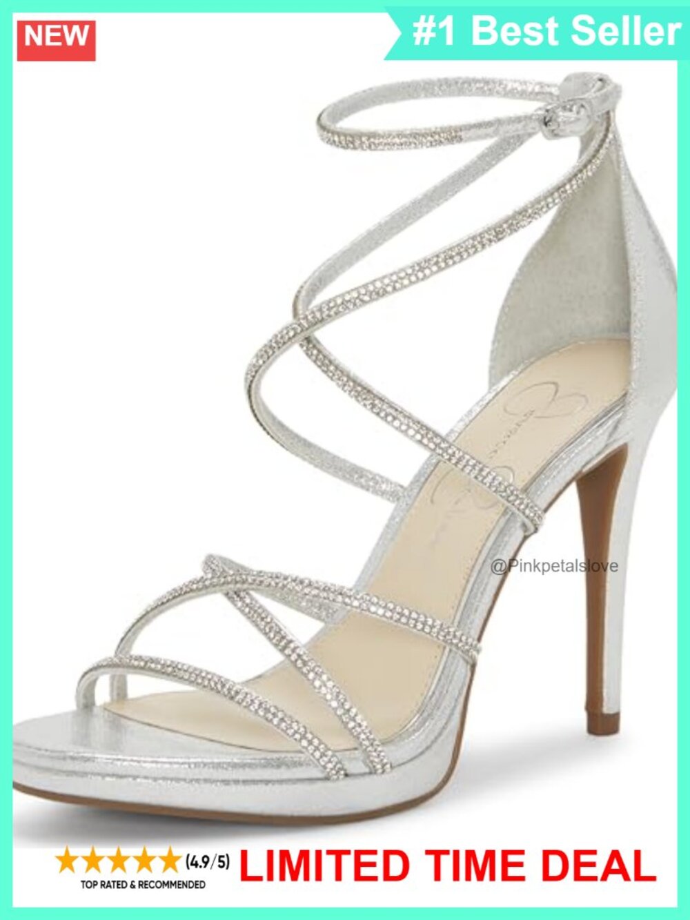 Jessica Simpson Jaeya Strappy High Heel Sandal with Crystal Embellishments